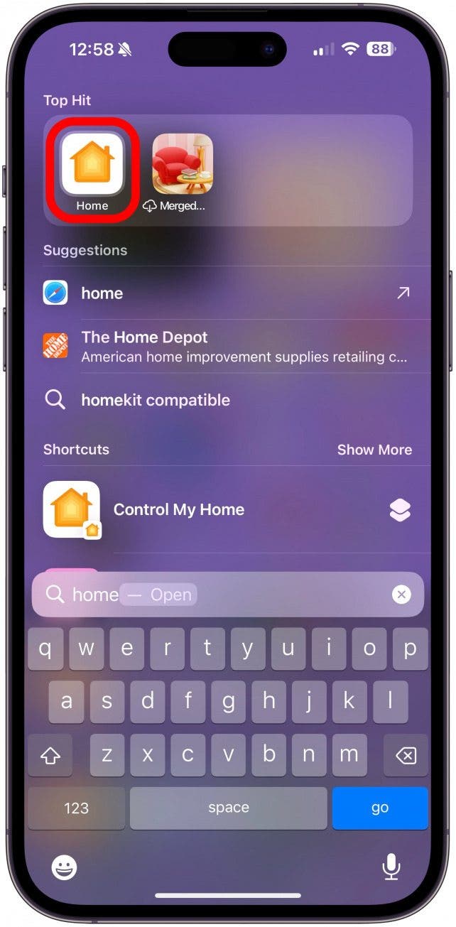Ouvrez l'application Accueil.