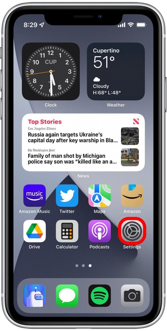 Ouvrez l'application Paramètres.