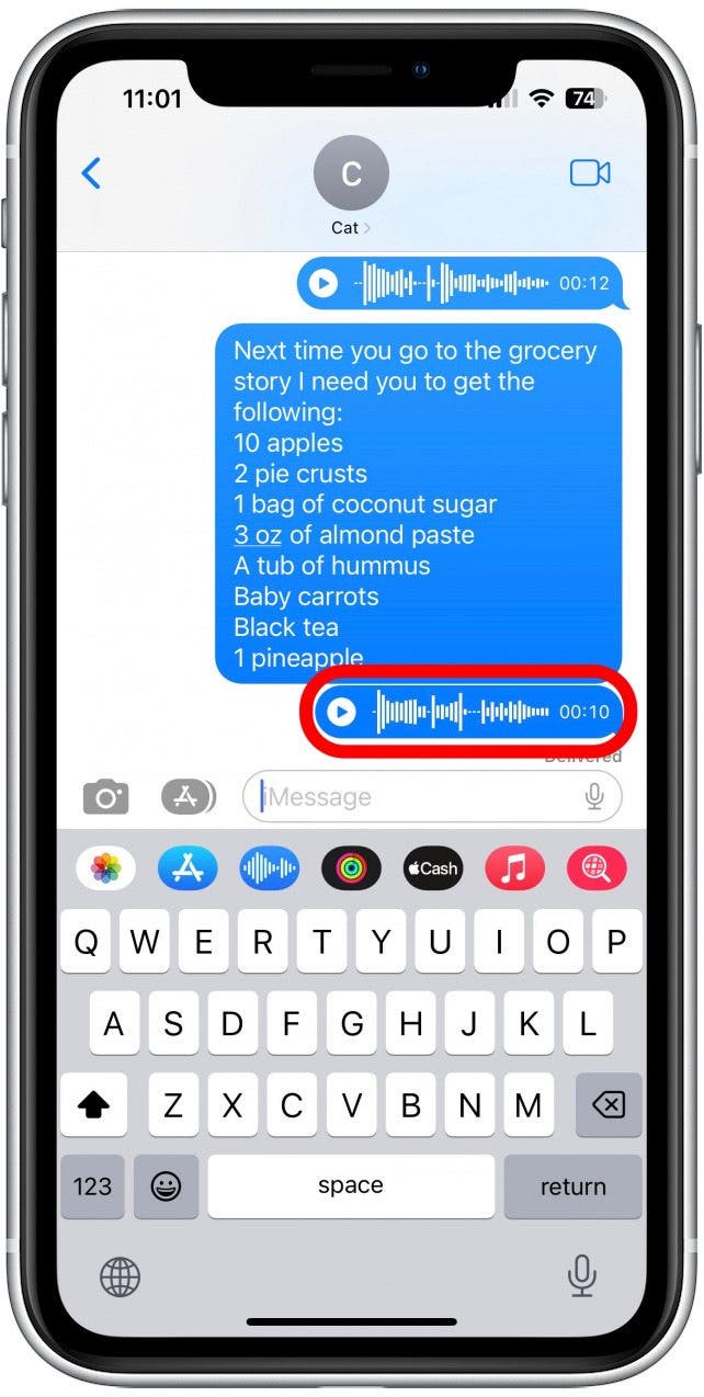 appuyez longuement sur le mémo vocal, où vont les messages vocaux enregistrés