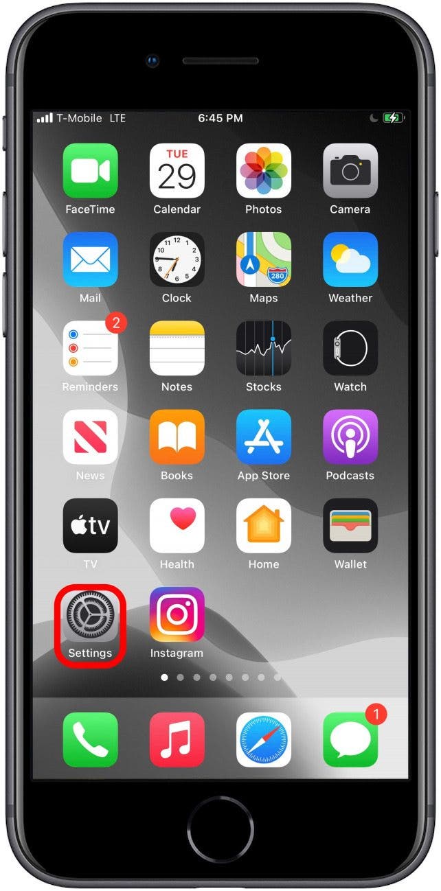 Ouvrez l'application Paramètres