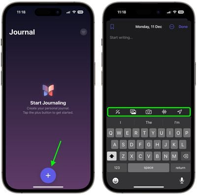 créer la première entrée de journal
