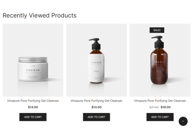 produits récemment consultés sur la page produit