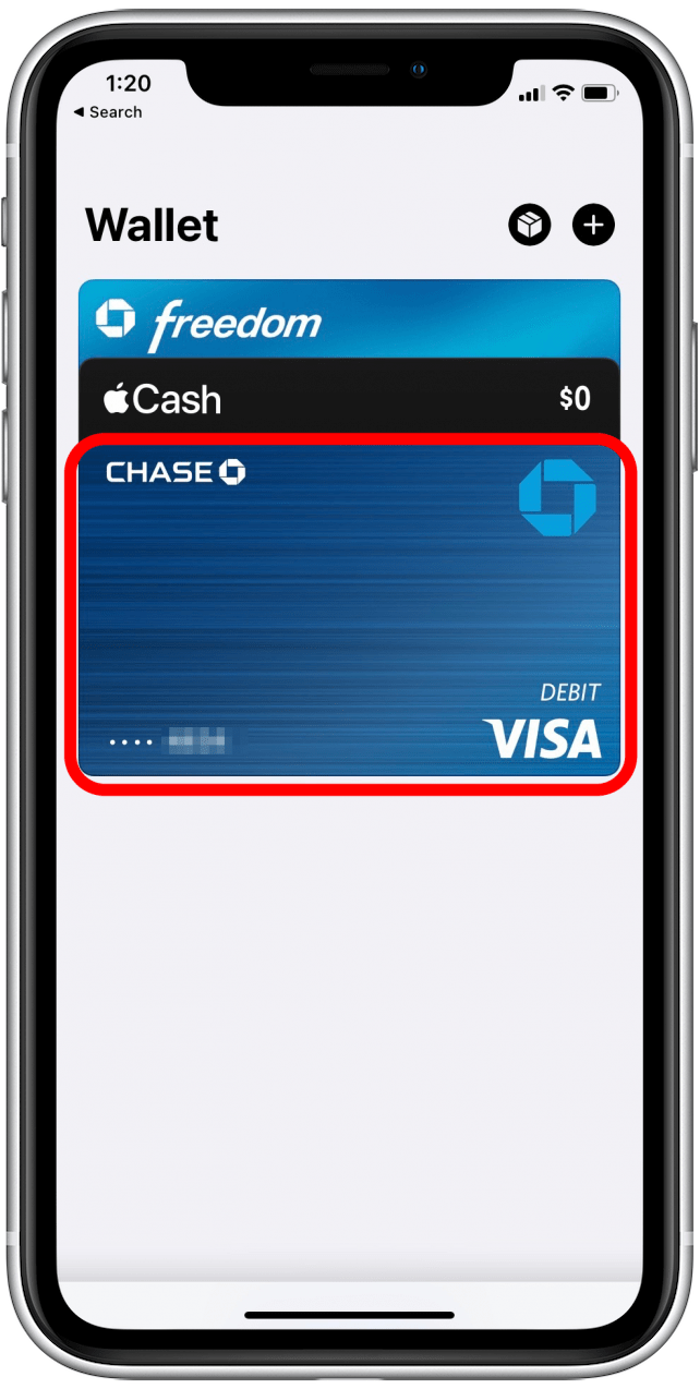 Sélectionnez la carte de débit ou de crédit que vous souhaitez utiliser pour la transaction