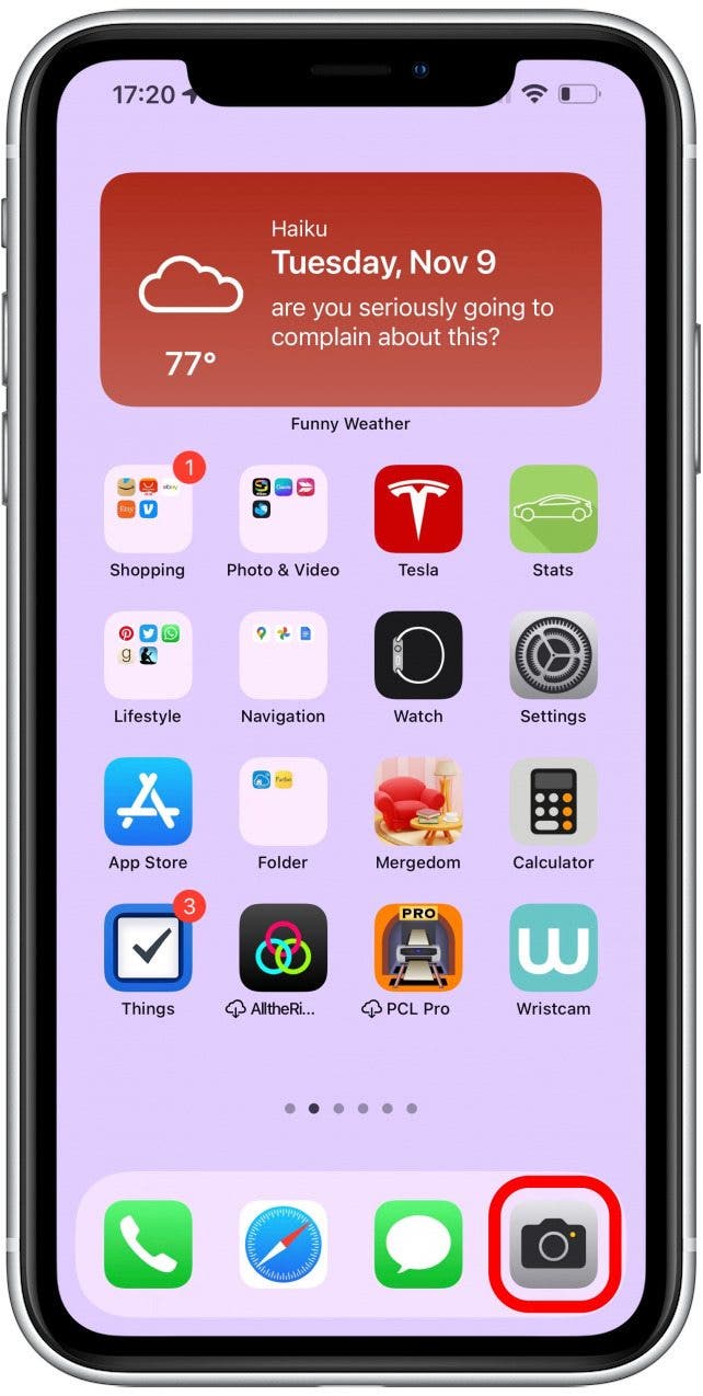 Ouvrez l'application Appareil photo sur votre iPhone 13