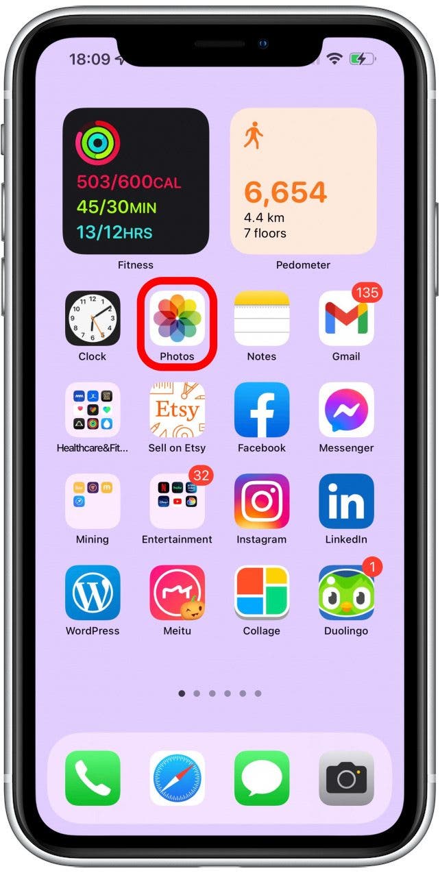 Ouvrez votre application Photos.
