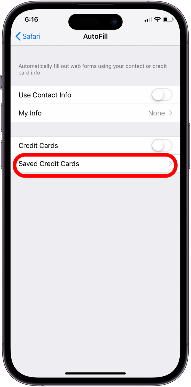 tap saved credit cards in autofill settings on iphone or ipad 1707382145 189 Comment mettre a jour les informations de saisie automatique de