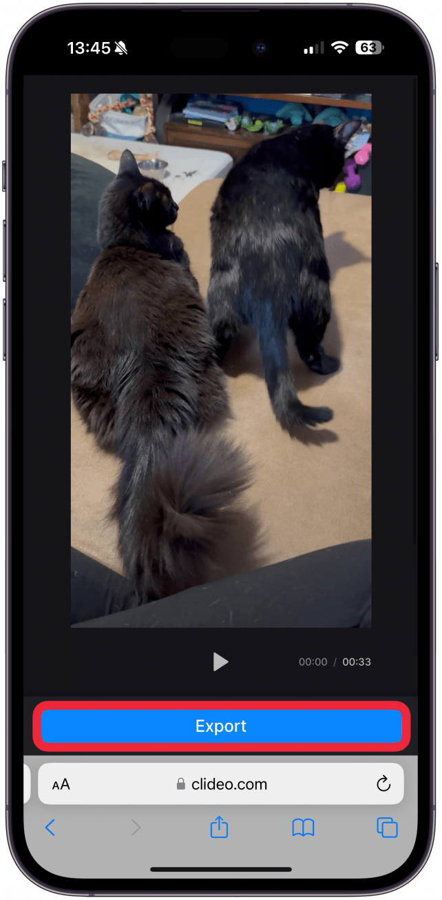 Une fois la vidéo téléchargée, appuyez sur Exporter.
