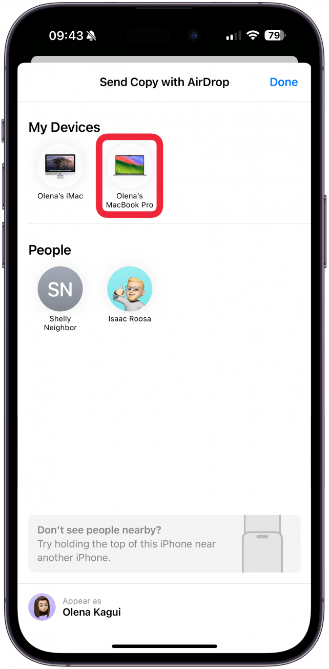AirDrop la vidéo que vous souhaitez inverser de votre iPhone vers votre Mac.