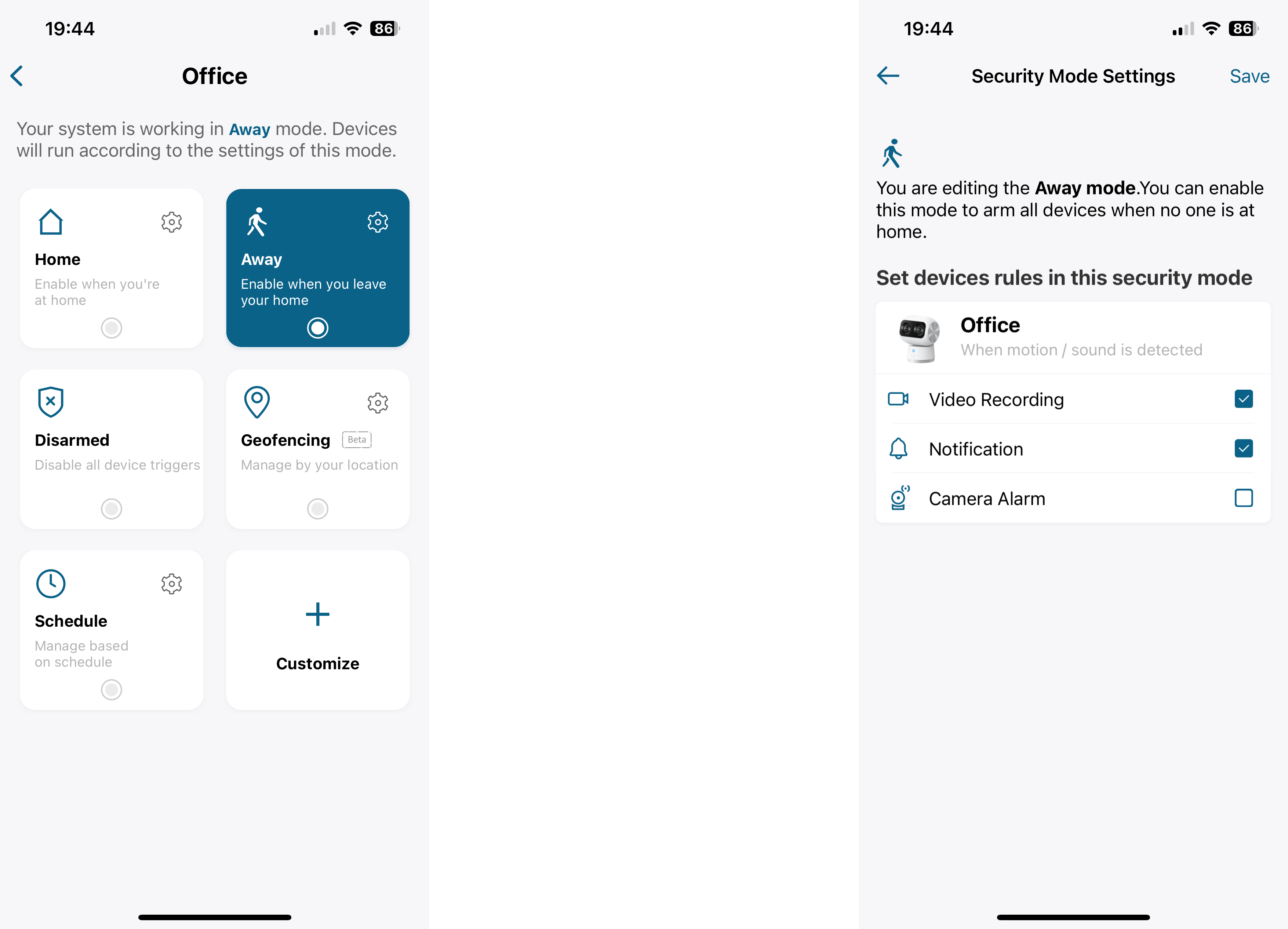 Modes de la caméra intérieure de sécurité Eufy S350
