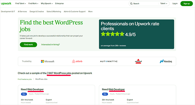 Emplois de développement Web WordPress sur Upwork Emplois de développement Web WordPress sur Upwork