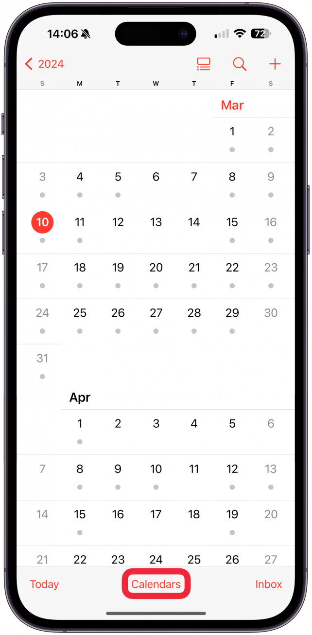 Appuyez sur Calendriers en bas de votre écran.