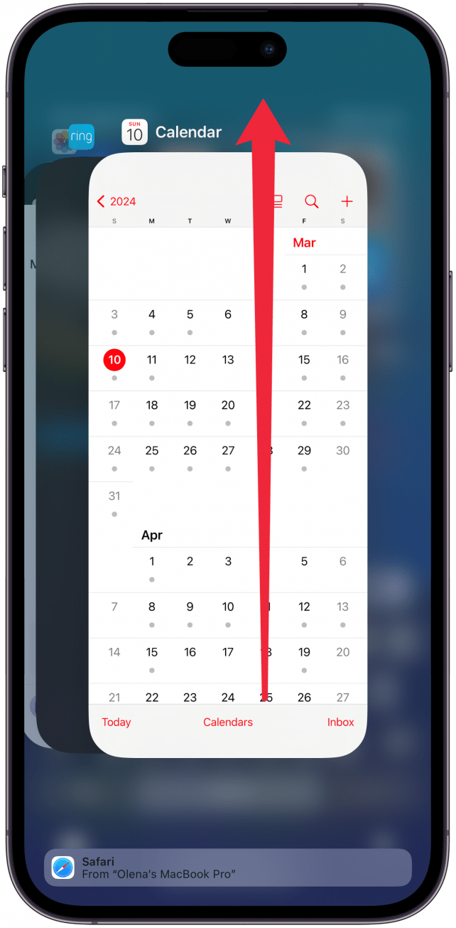 2. Forcez la fermeture de l'application Calendrier, puis rouvrez-la.