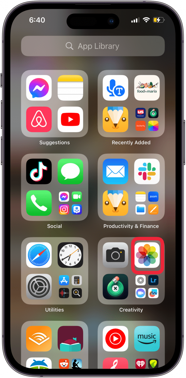 ouvrez l'application photos