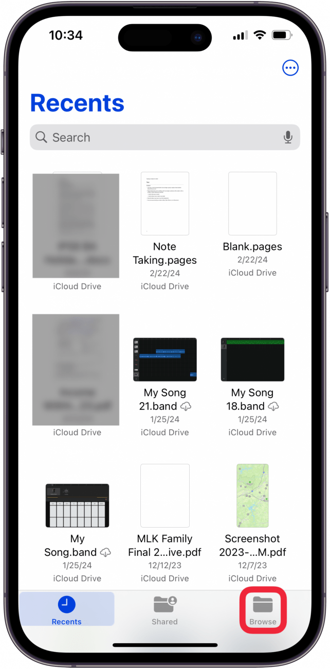 appuyez sur l'onglet Parcourir pour effacer les fichiers supprimés iPhone et iPad