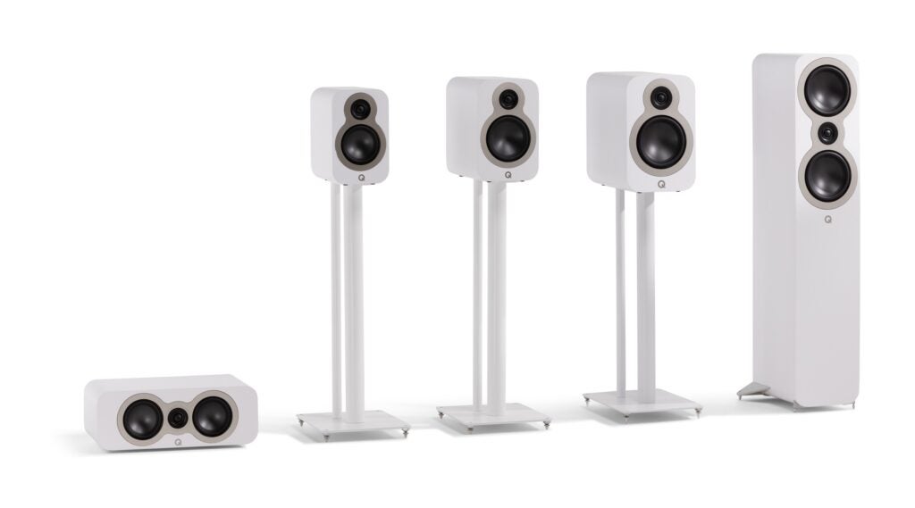 Q Acoustics série 3000c photo de groupe blanc satiné