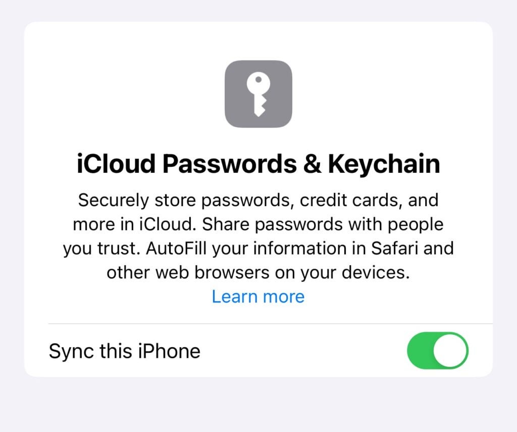 Mots de passe iCloud
