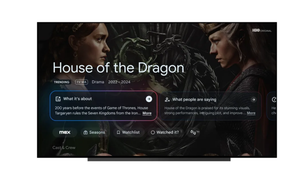 Descriptions de l'IA de Google TV