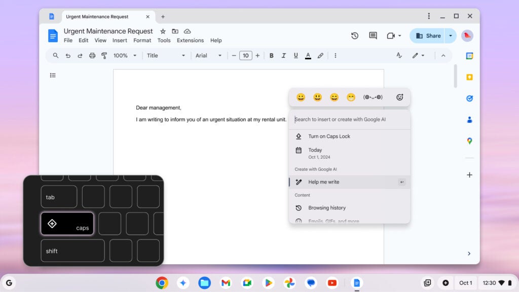 Touche d'insertion rapide sur Chromebook Plus