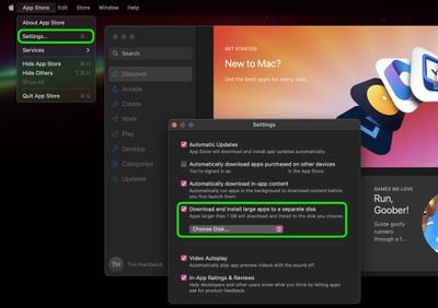 installer des applications disque externe mac app store