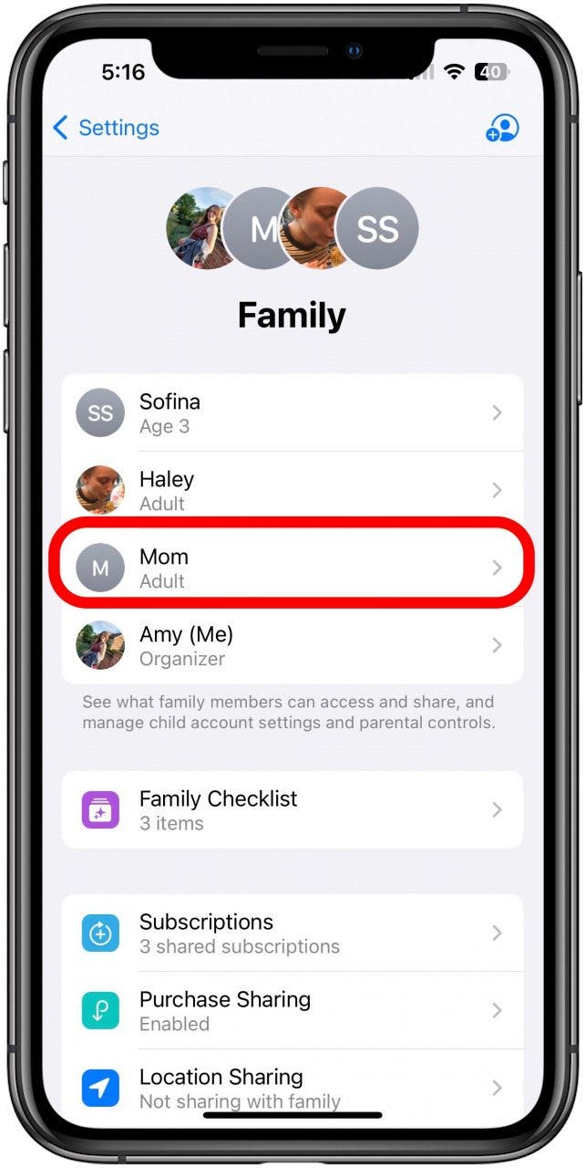 Appuyez sur Parent pour ajouter aux commandes parentales Apple