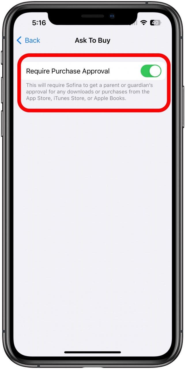 basculer l'approbation de l'achat