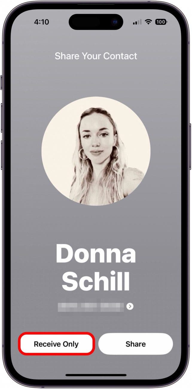 iPhone Appuyez pour partager le contact