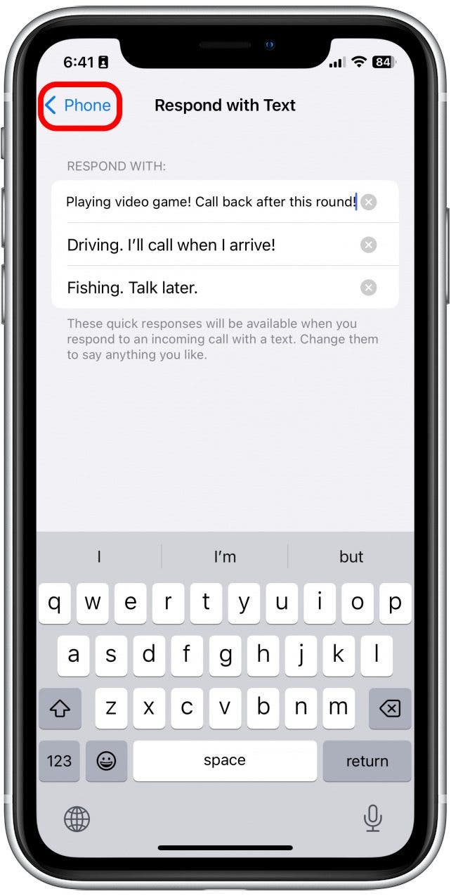 De là, vous pouvez saisir jusqu'à trois messages personnalisés. Lorsque vous avez terminé, vous pouvez simplement appuyer sur le bouton arrière.