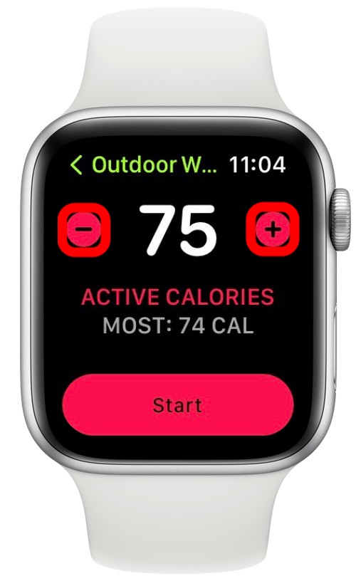 Appuyez sur le bouton plus ou moins pour augmenter ou diminuer le nombre de calories.