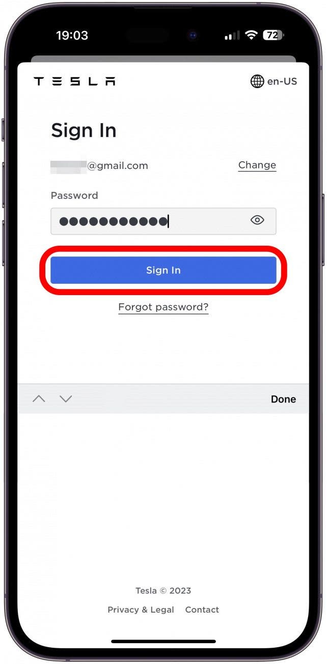 Entrez votre mot de passe et appuyez sur Connectez-vous.