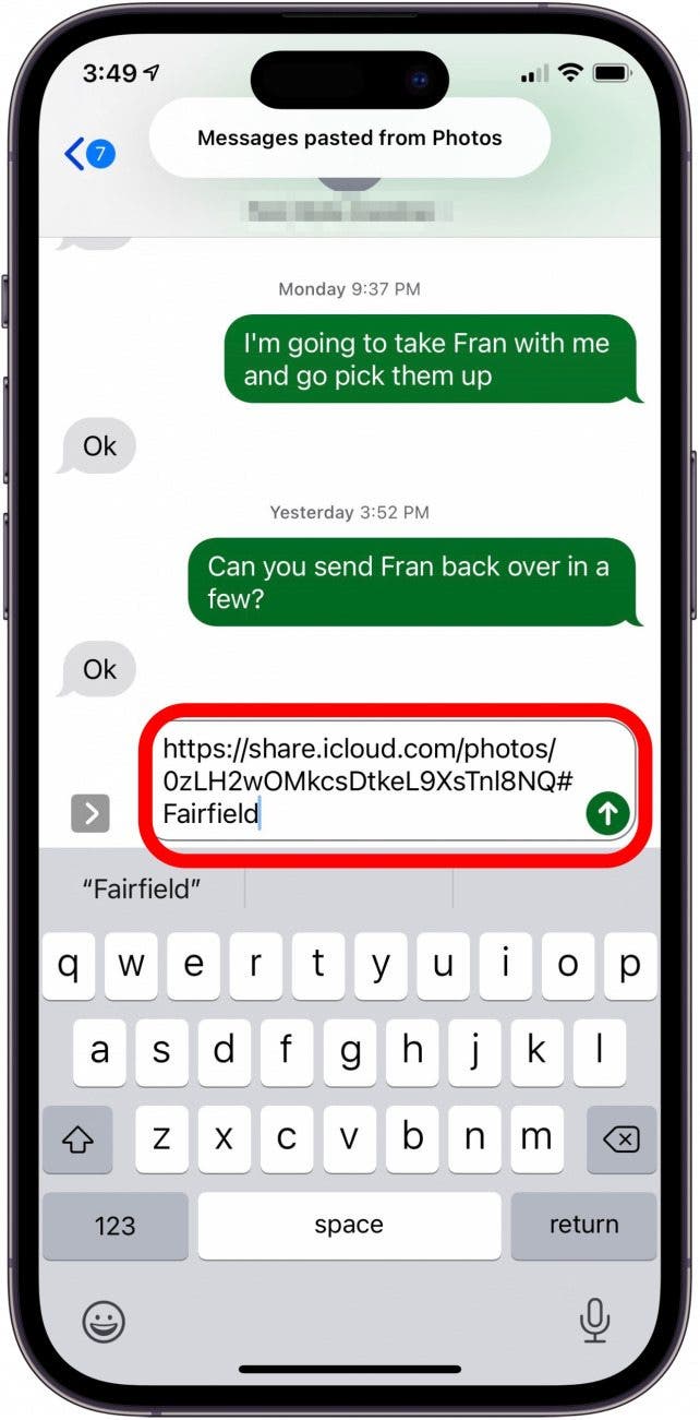 lien de partage de photos iCloud