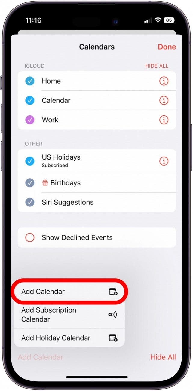 Appuyez à nouveau sur Ajouter le calendrier pour créer un calendrier familial Apple Appuyez à nouveau sur Ajouter le calendrier pour créer un calendrier familial Apple