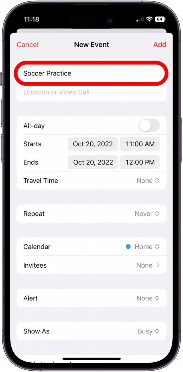 Entrez le nom de l'événement dans le calendrier partagé Apple Entrez le nom de l'événement dans le calendrier partagé Apple