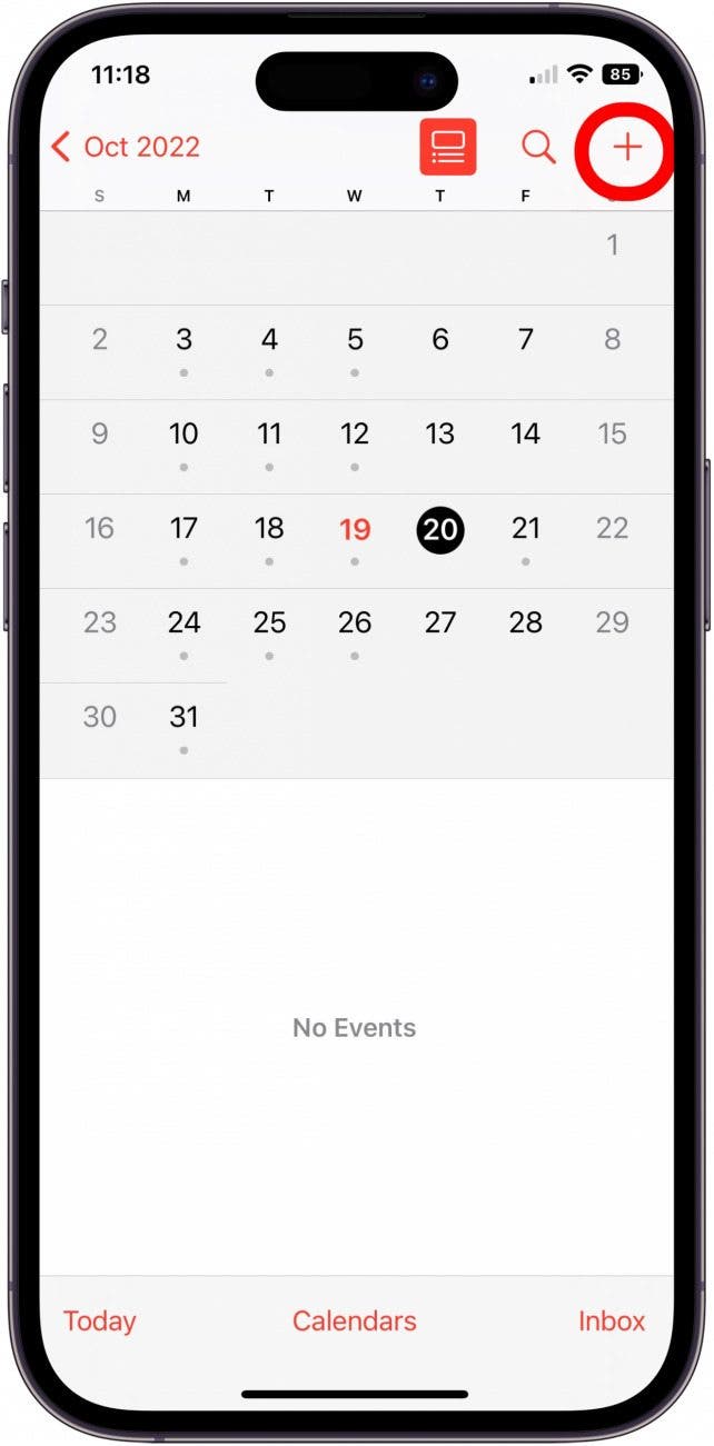 Appuyez sur l'icône plus pour ajouter un événement à l'iPhone ou à l'iPad partagé Appuyez sur l'icône plus pour ajouter un événement à l'iPhone ou à l'iPad partagé