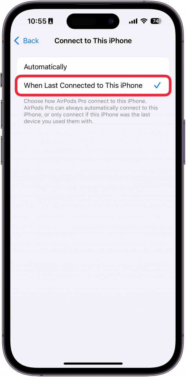 iPhone se connectez à cet iPhone paramètres avec une boîte rouge lors de la dernière connexion à cet iPhone