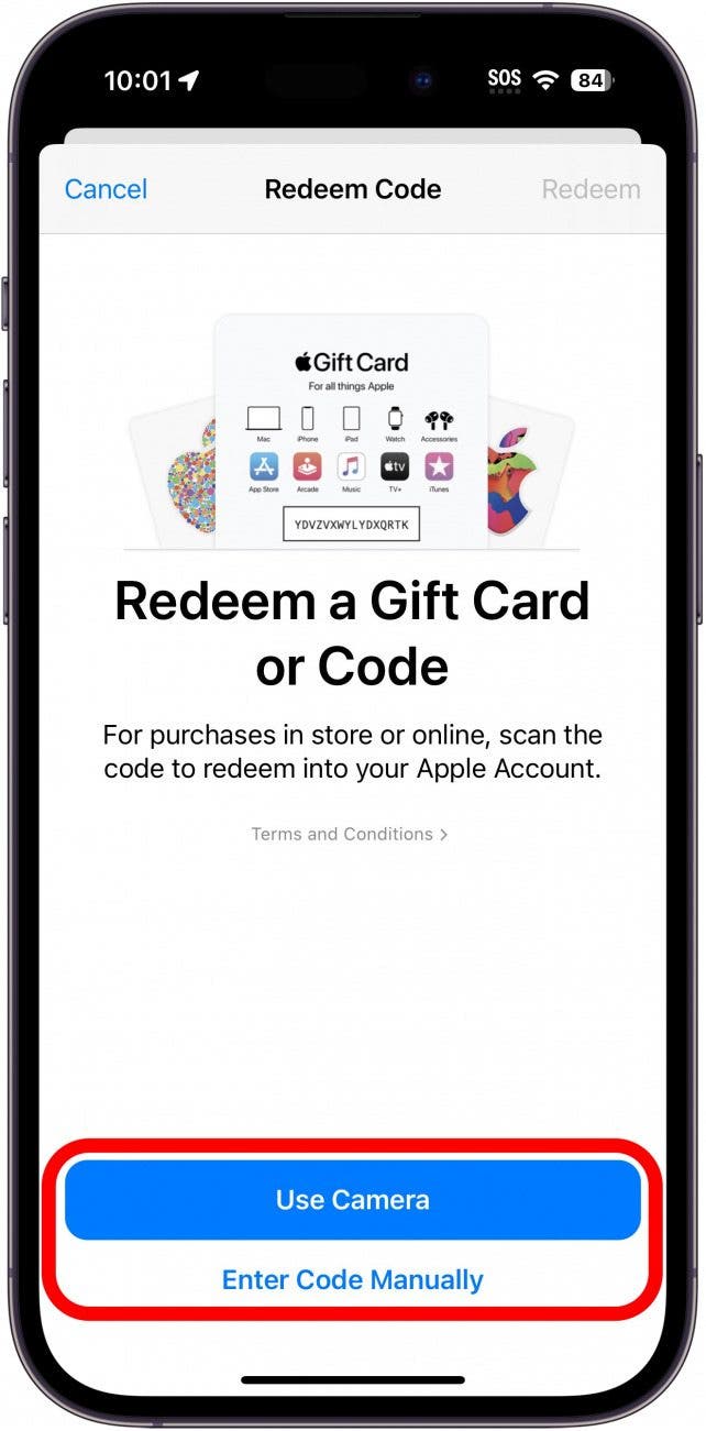 App Store Code Échangez l'écran avec Red Circle autour de l'utilisation de l'appareil photo et entrez des boutons manuels du code