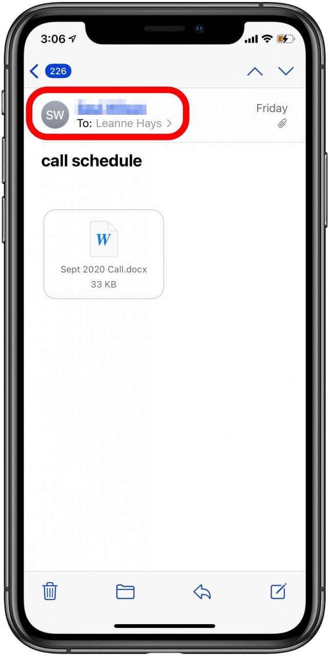 Appuyez sur Contact pour bloquer l'e-mail