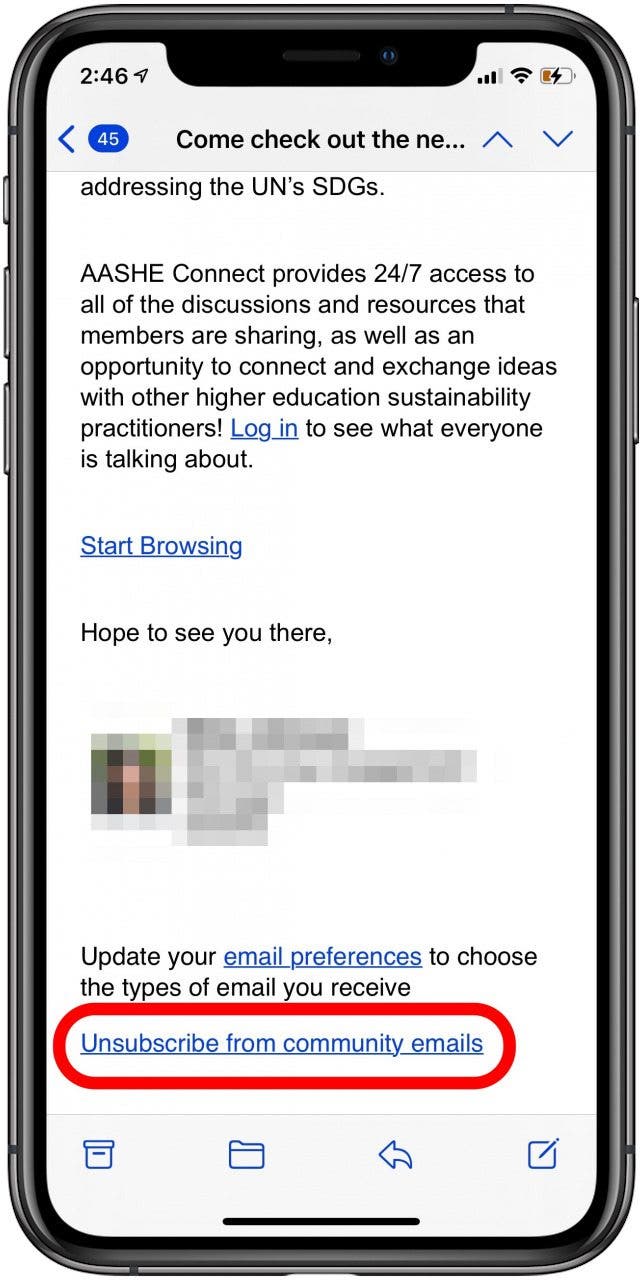 Comment se désabonner de l'e-mail sur iPhone