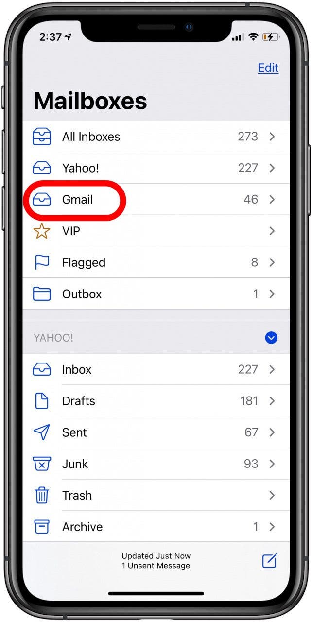 Iphone Gmail de réception