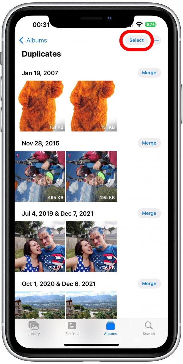 Enfin, vous pouvez appuyer sur Sélectionner, puis suivre et appuyer sur les photos que vous souhaitez supprimer afin que vous ayez plus de contrôle sur ce que vous gardez.