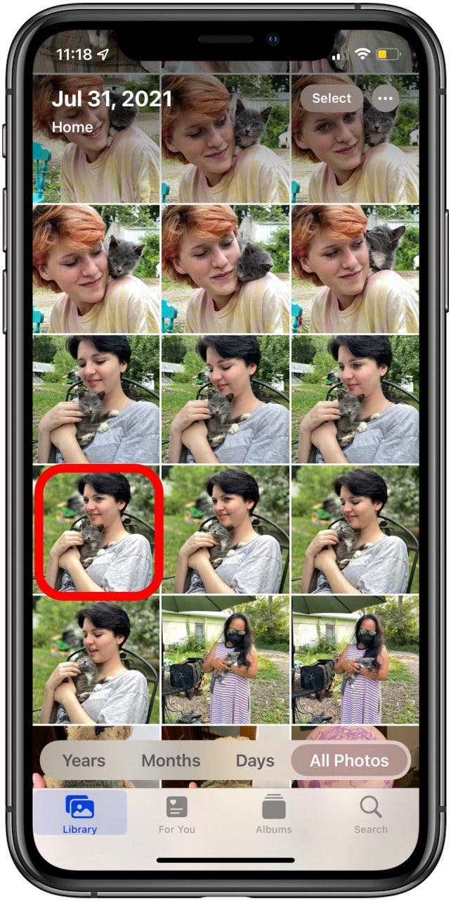 Appuyez sur l'onglet de la bibliothèque puis appuyez sur la photo de la personne que vous souhaitez ajouter à l'album People