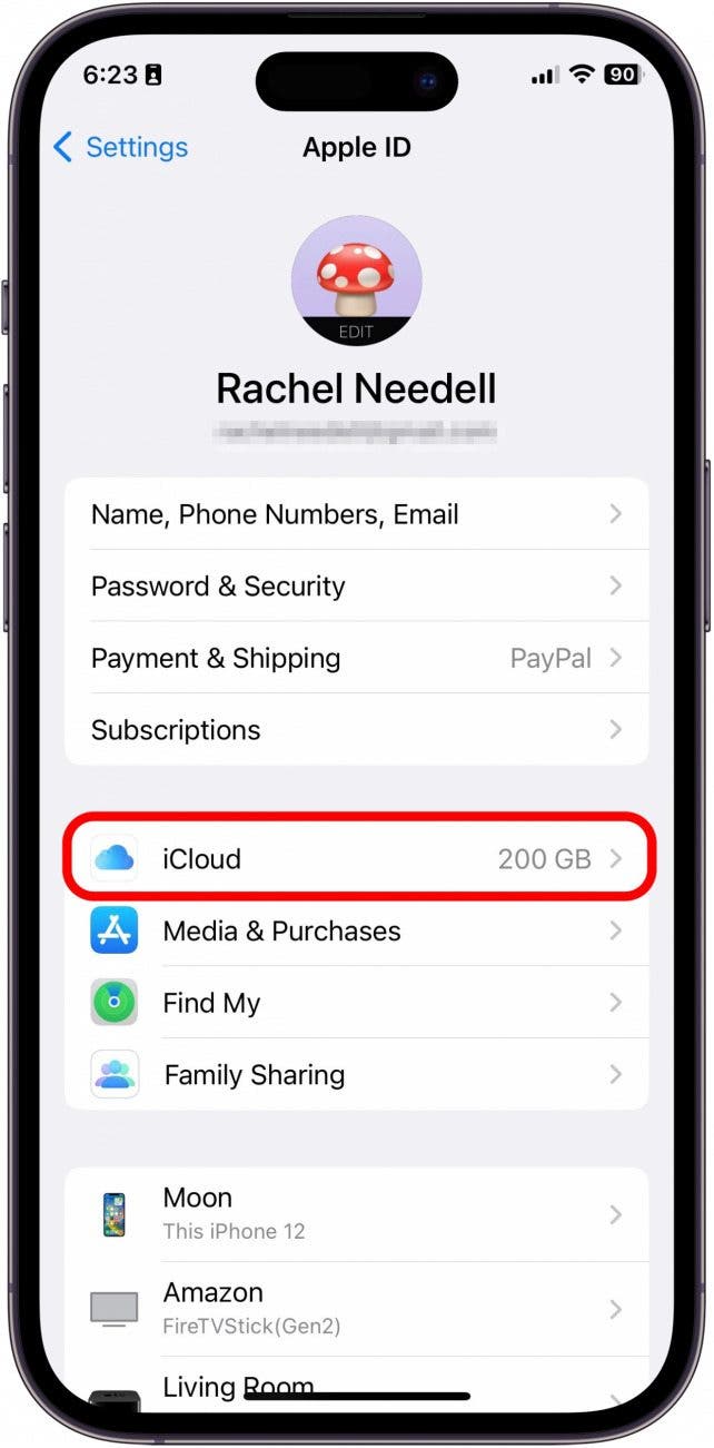 Appuyez sur iCloud.