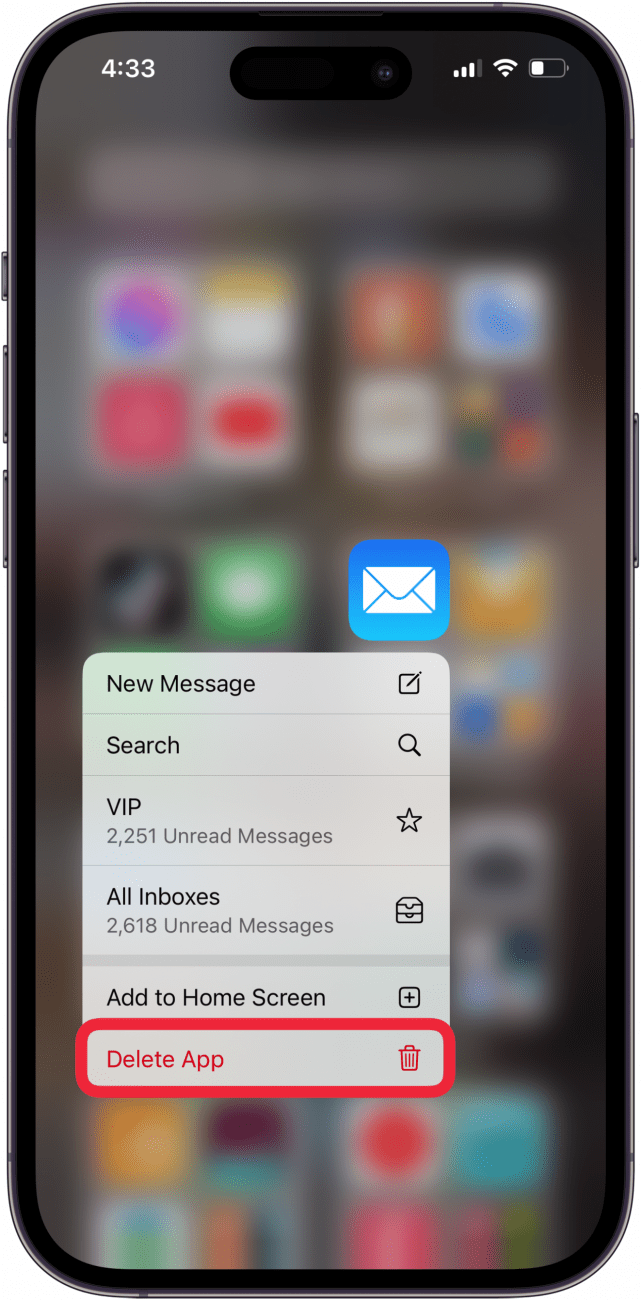 Supprimer l'application de messagerie et réinstaller si le courrier électronique disparaît de l'iPhone Supprimer l'application de messagerie et réinstaller si le courrier électronique disparaît de l'iPhone