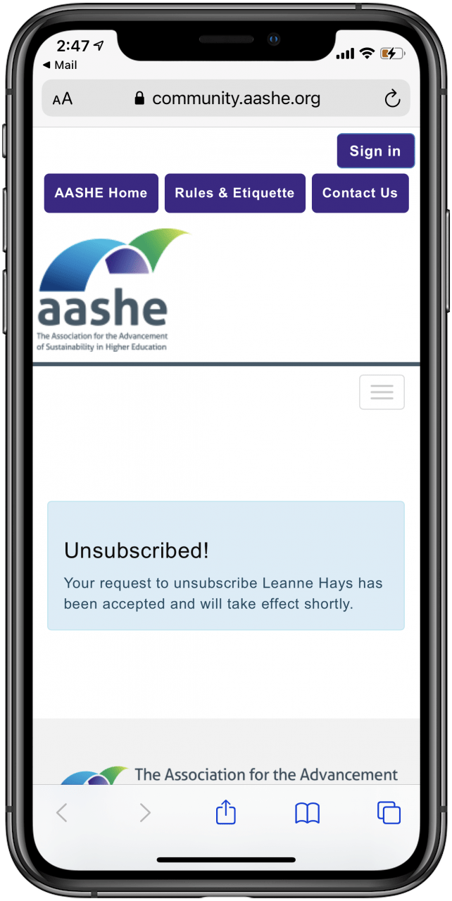 se désinscrire de l'e-mail sur iPhone