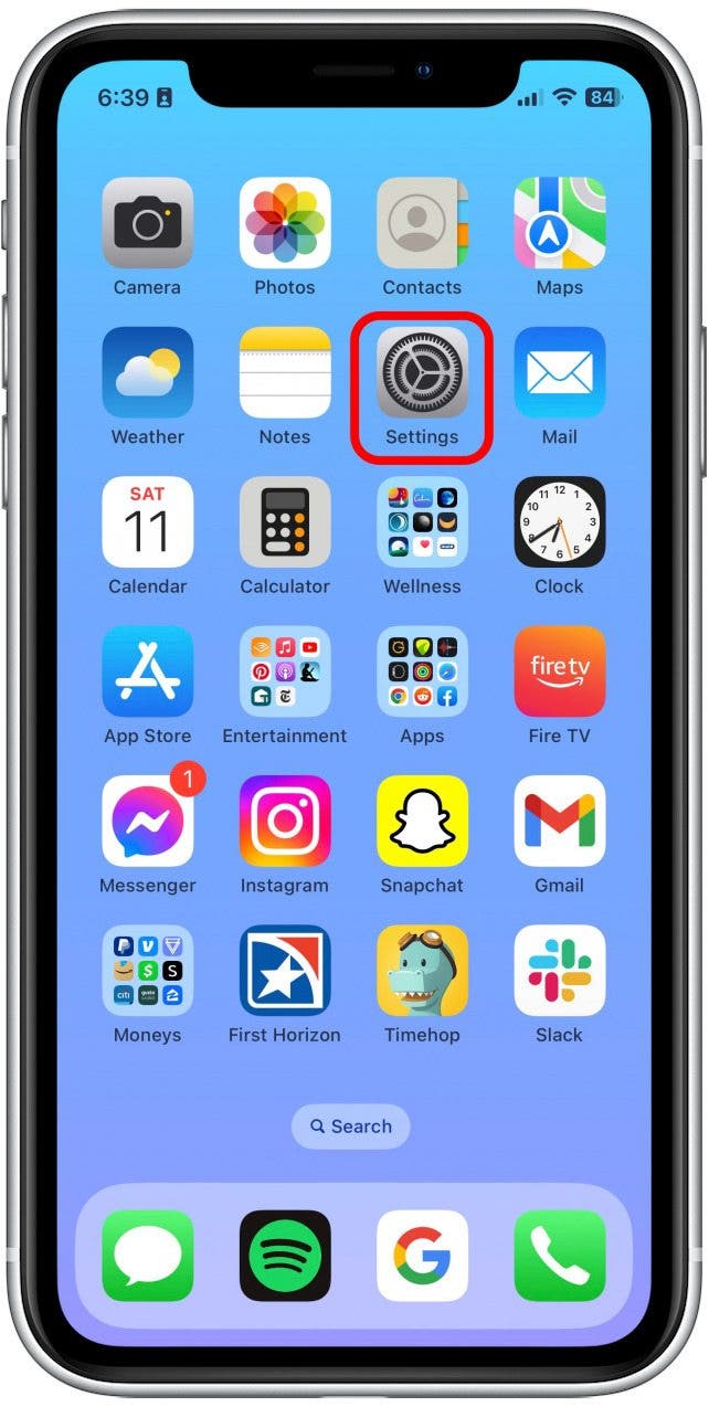 Sur votre iPhone, ouvrez les paramètres.