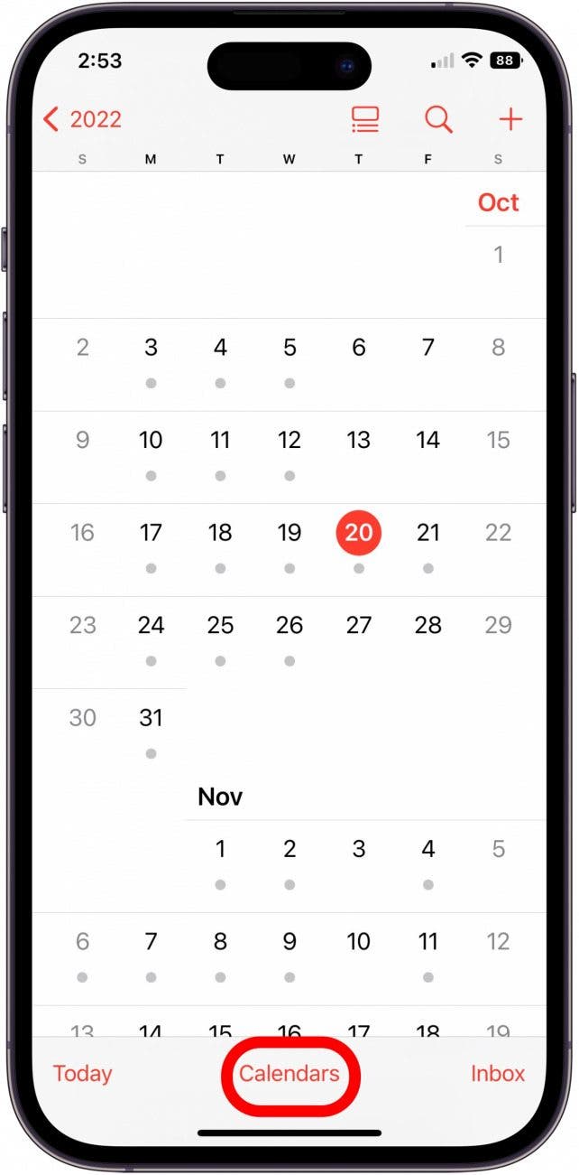 Appuyez sur Calendriers dans l'application Calendar pour créer un iPhone calendrier familial Appuyez sur Calendriers dans l'application Calendar pour créer un iPhone calendrier familial