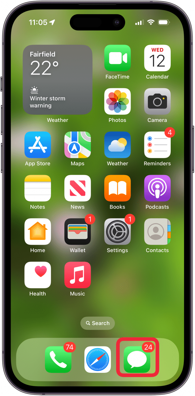 Ouvrez l'application Messages sur iPhone Ouvrez l'application Messages