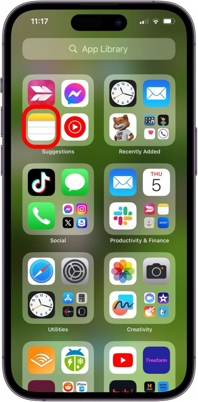 Application Open iPhone Notes Application Open iPhone Notes