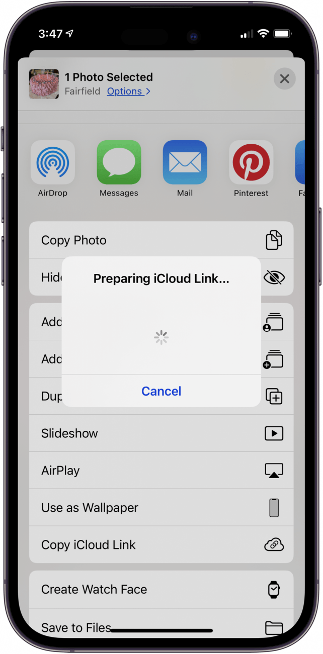 Lien iCloud peparing