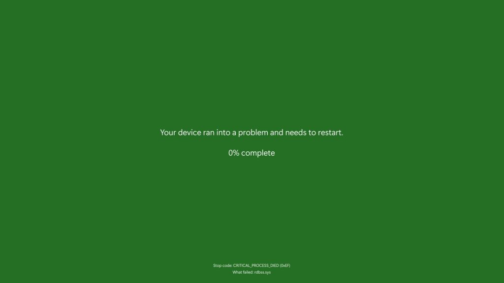 Écran vert Windows 11 de la mort