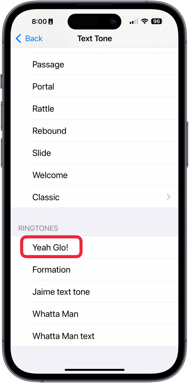 Appuyez sur un texto personnalisé Tone iPhone à choisir Appuyez sur un texto personnalisé Tone iPhone à choisir